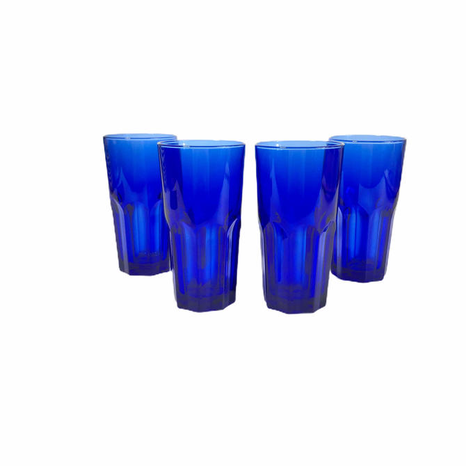 Vintage Arcoroc France Cobalt Blue Tumbler Glasses Set Of 4 From North Fork Vintage Of Kennesaw Ga Attic