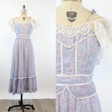 1970s CANDI JONES floral cotton PEPLUM dress small | new spring 