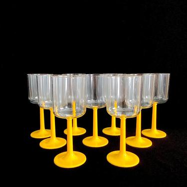 Vintage Mid Century Modern 1970s INGRID Chicago Melamine Space Age Plastic Chalice Wine Goblet YELLOW &amp; CLEAR 