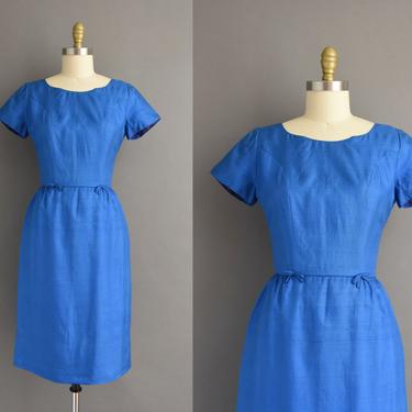 1950s vintage dress | Gorgeous Royal Blue Silk Cocktail Party Wiggle Dress | Small | 50s dress 