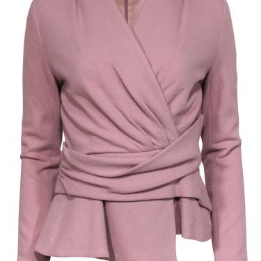 The Fold - Dusty Pink Wool Draped Waist Long Sleeve Top Sz 10