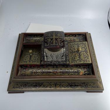 20th Century fine antique boulle and brass inkwell 