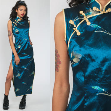 Cheongsam Style Dress Dark Red Satin Dress Asian | Shop Exile - Tucson, AZ  | ATTIC