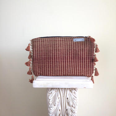 Orange Boho Zipper Clutch, Upcycled Clutch Purse, Boho Chic Bag, Unique Bag, Boho Style Bag, Handmade clutch purse 