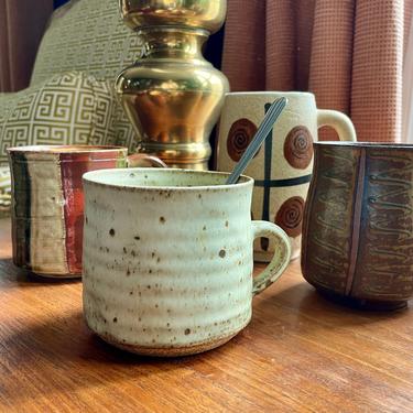 Vintage Stoneware, Studio Pottery, Handmade Mug - Neutral, Speckled, Boho, Coffee Mug, Tea Mug, Cozy Rustic Farmhouse, Gift 