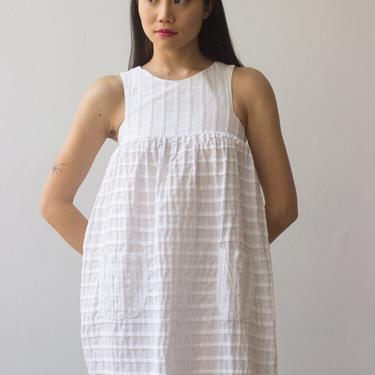 1960s White Cotton Pintuck Mini Sun Dress 