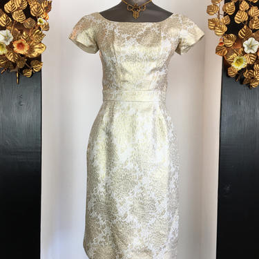 1960s brocade dress, vintage 60s dress, ivory and | Black Label Vintage -  Tacoma, WA