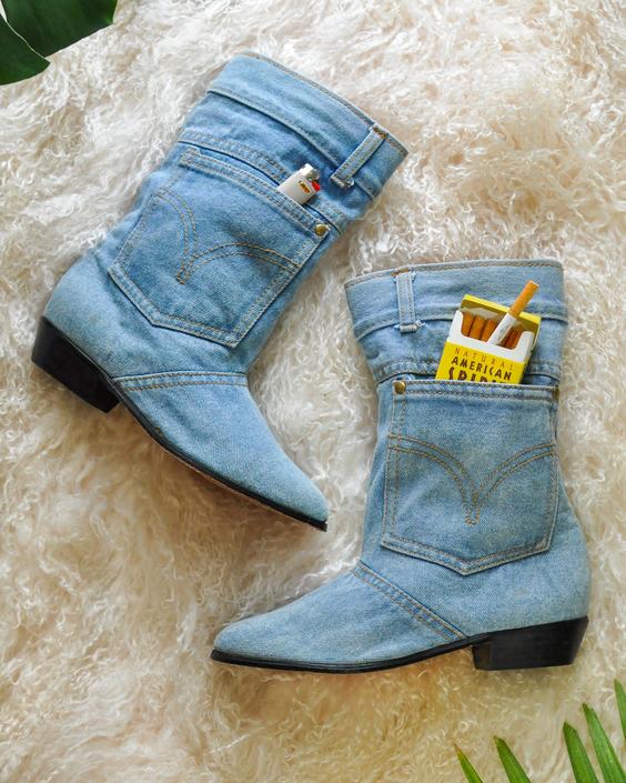 90s Unworn Denim Boots | Lucky Vintage | University District