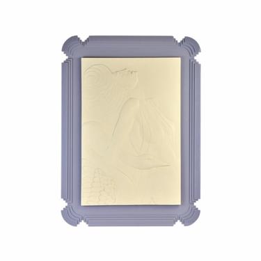 Art Deco Bas-Relief Wall Sculpture Stepped Lucite Frame Sexy Woman w Swan 