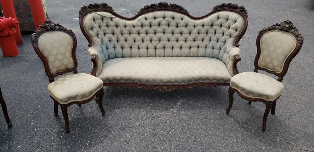 Antique Victorian Sofa and Chairs Set Vintage Grind House Chicago, IL