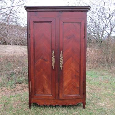 Antique Country French Armoire 1860s Herringbone Cherry Doors Pattern FREE DELIVERY ! 