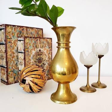 Vintage Heavy Solid Brass Vase 