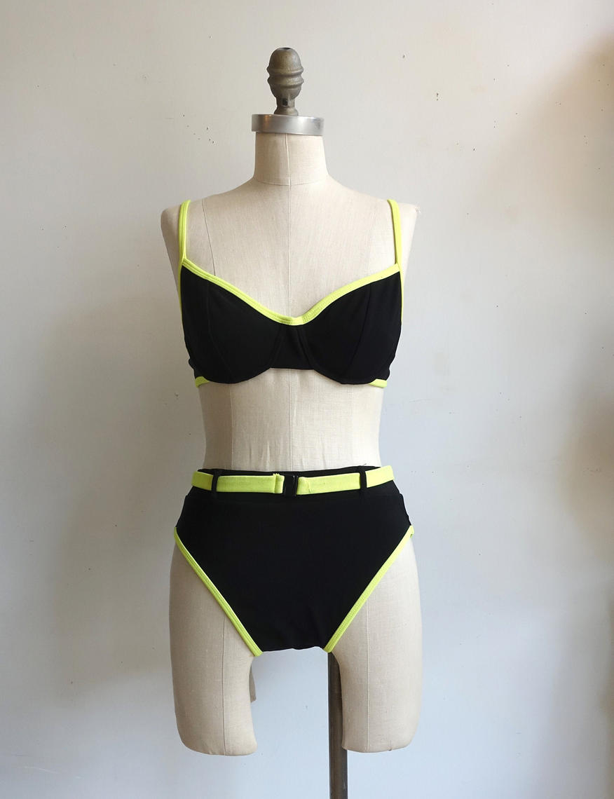 90s High Cut Bikini in Nopal Green