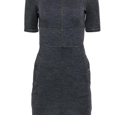 Burberry Brit - Gray Heathered Zip-Up Bodycon Dress Sz 6