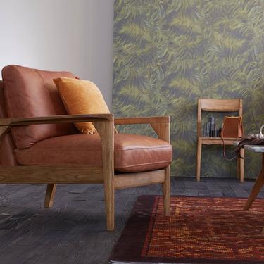 Mid Century Leather Armchair / Chair, Wood frame sofa, Mid Century sofa  - Claire Collection - Ekais 
