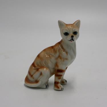 vintage ceramic cat with blue eyes/ginger cat/orange cat 