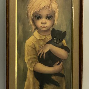 Vintage Original Framed Margaret Keane Big Eyes Print The Stray 