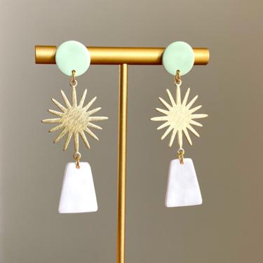Clay and Brass Sunny Statement Dangle Earrings 