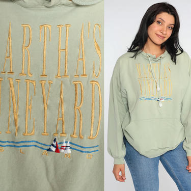 Martha's Vineyard Sweatshirt 90s New England Island Sweatshirt Travel Slouchy Tourist Drawstring Neck 1990s Graphic Vintage Medium Large 
