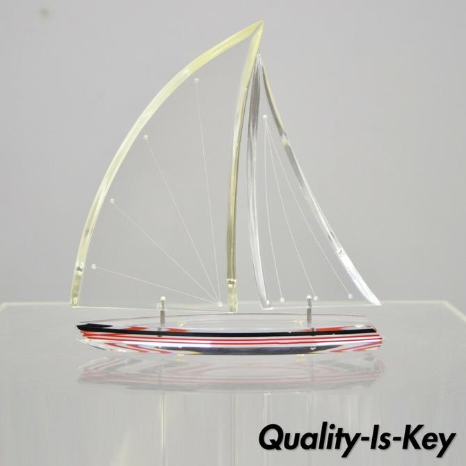 Vintage 9 Lucite Sculpture Of Sailboat Artist Signed J Fenri 95 From Vintage Philly Furniture Of Philadelphia Attic