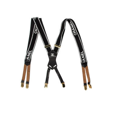 Chanel Beige Logo Suspenders