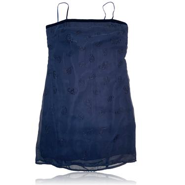 Layered Navy Transparent Mesh With Velvet Paisley Mini Dress // Espirit // Size 7/8 