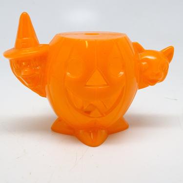 1950's Halloween Candy Container, Witch and  Cat and Jack-o-lantern, Vintage, Retro Decor 