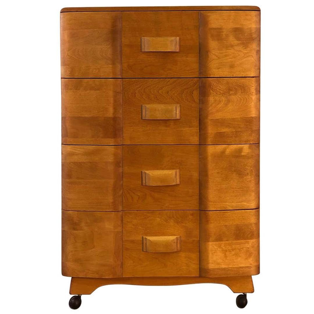 Vintage Heywood Wakefield Maple Wood Tall Dresser 2bModern Amherst, NH