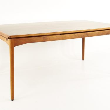Jens Risom Mid Century Walnut Dining Table Hidden Leaf Dining Table With 2 Leaves - mcm 