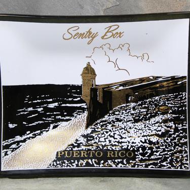 Puerto Rico Souvenir Ashtray - Smokey Grey Glass Trinket Dish - Sentry Box - Devil's Sentry Box | FREE SHIPPING 