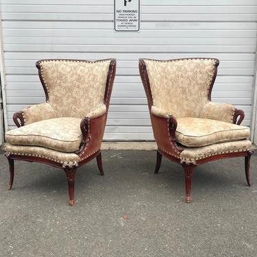 Pair Vintage Bergere Armchairs 