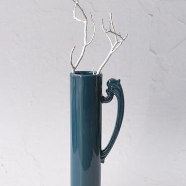 Teal Calyx Ceramic Vase