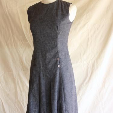 60s Dark Gray Jumper Dress Schoolgirl Scooter Dress Size XS / S 