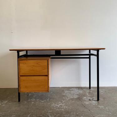 Mid century Iron and solid maple desk 