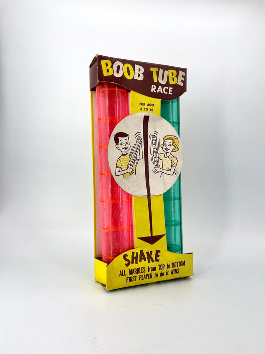 Original Vintage 1962 Milton Bradley BOOB TUBE Race Game in Box Brain