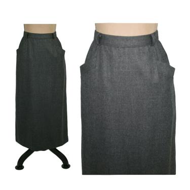 80s Dark Gray Long Pencil Skirt Small Winter Maxi with Magpie Otis Huntsville AL