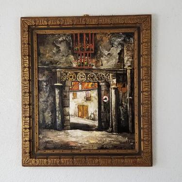 1967 Jose Daroca " Old Portal " Toledo Oil on Canvas Painting . 