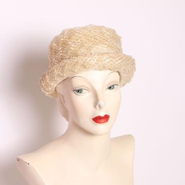 1960s Off White Ribbon Lace Formal Top Hat 