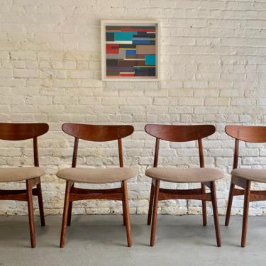 Iconic Mid Century Modern Danish Teak + Oak Hans Wegner CH-30 Dining Chairs, Set of Four 