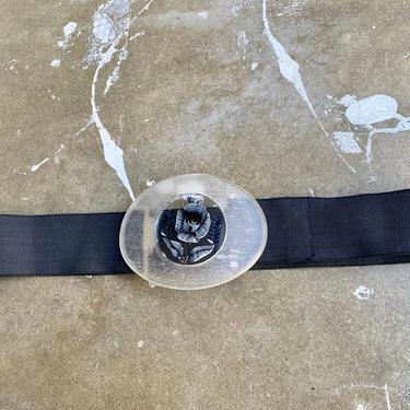 Clear and Black Rose Buckle Belt 