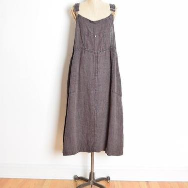 vintage 90s dress FLAX by Jeanne Engelhart linen overalls lagenlook 1, Hunca Munca Vintage