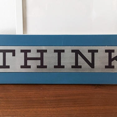 Iconic IBM THINK sign plaque 1970s vintage pop irony art blue rare 