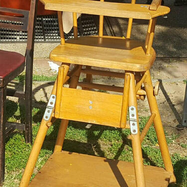 Vintage 1950s Convertible Wooden High Chair/Play Desk 