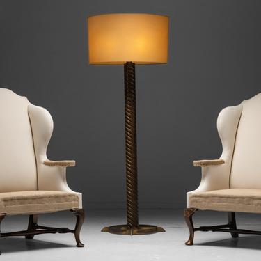 Pair of Wingback Armchairs and Sculptural Floor Lamp by Jordi Vilanova