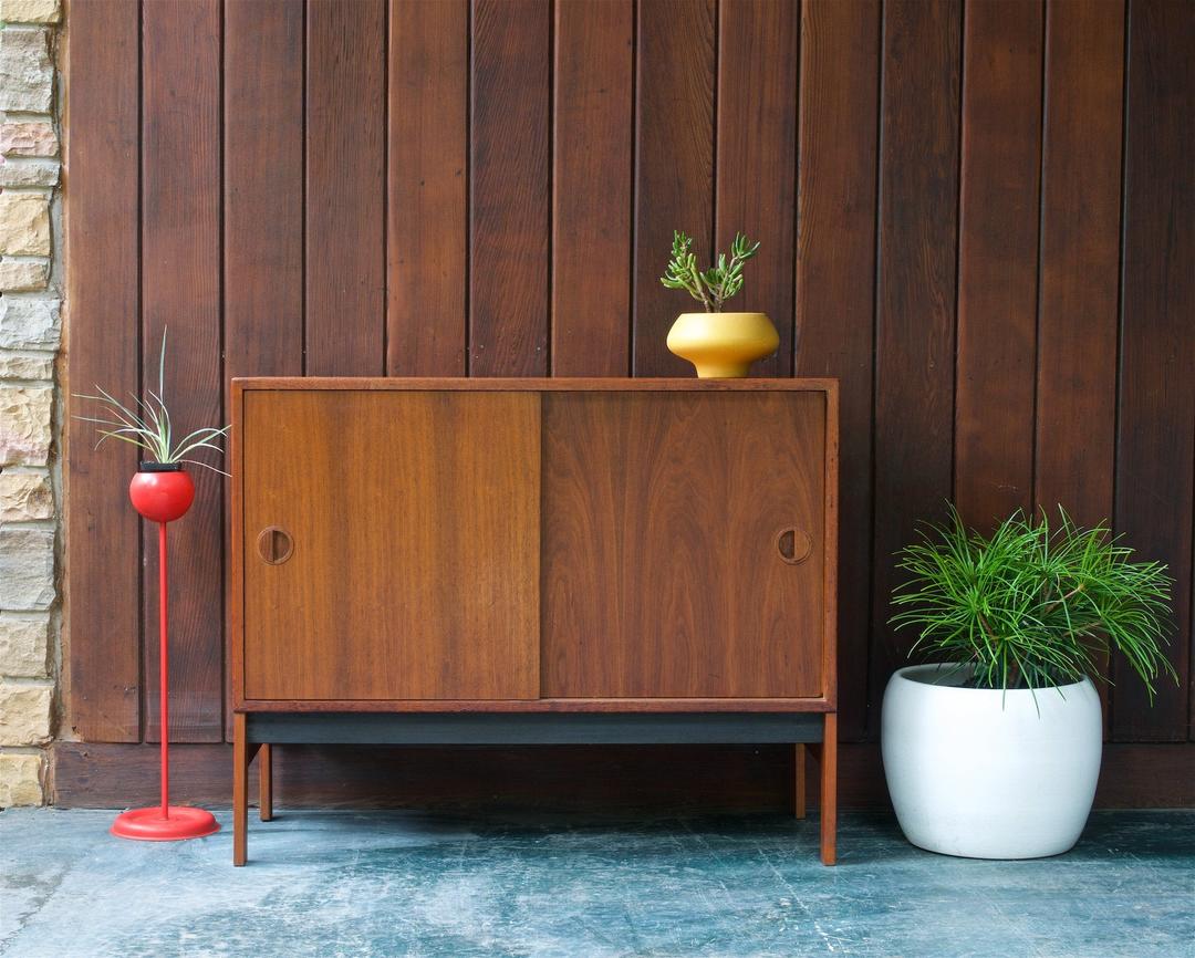 1960s Danish Teak Credenza Media Cabinet For The Hg Wall Unit