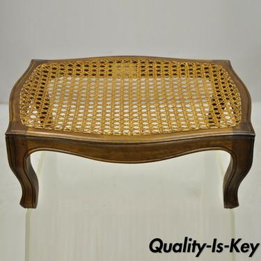 Italian Provincial French Country Louis XV Small Petite Cane Footstool Ottoman