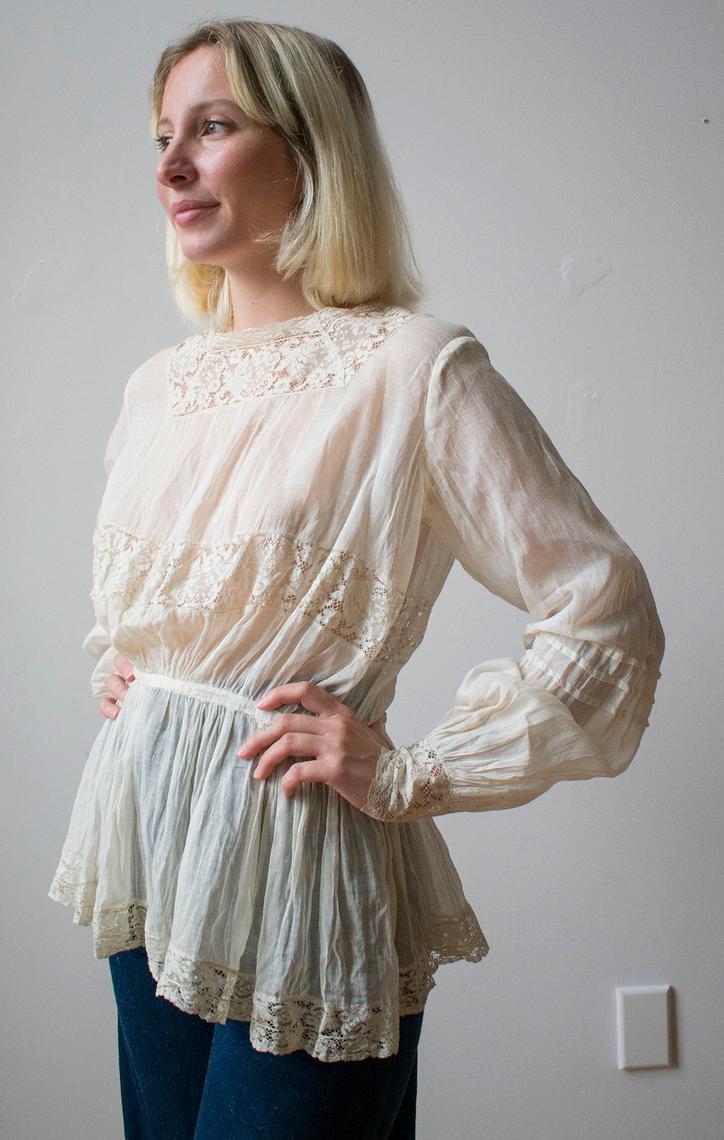 Edwardian Blouse / White Cotton Blouse / Lace Edwardian Blouse ...