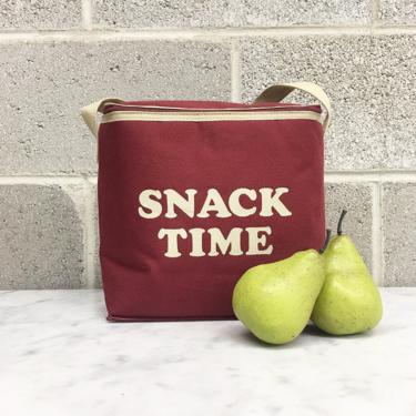 Vintage Lunch Bag Retro 1990s Wellington + Snack Time + Insulated + Portable + Hand Held Container + Food Storage + Maroon and Beige 