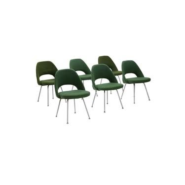 Set of six early upholstered executive chairs designed by Eero Saarinen for Knoll Associates 