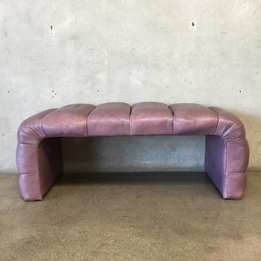 Vintage Leather Tufted Waterfall Bench